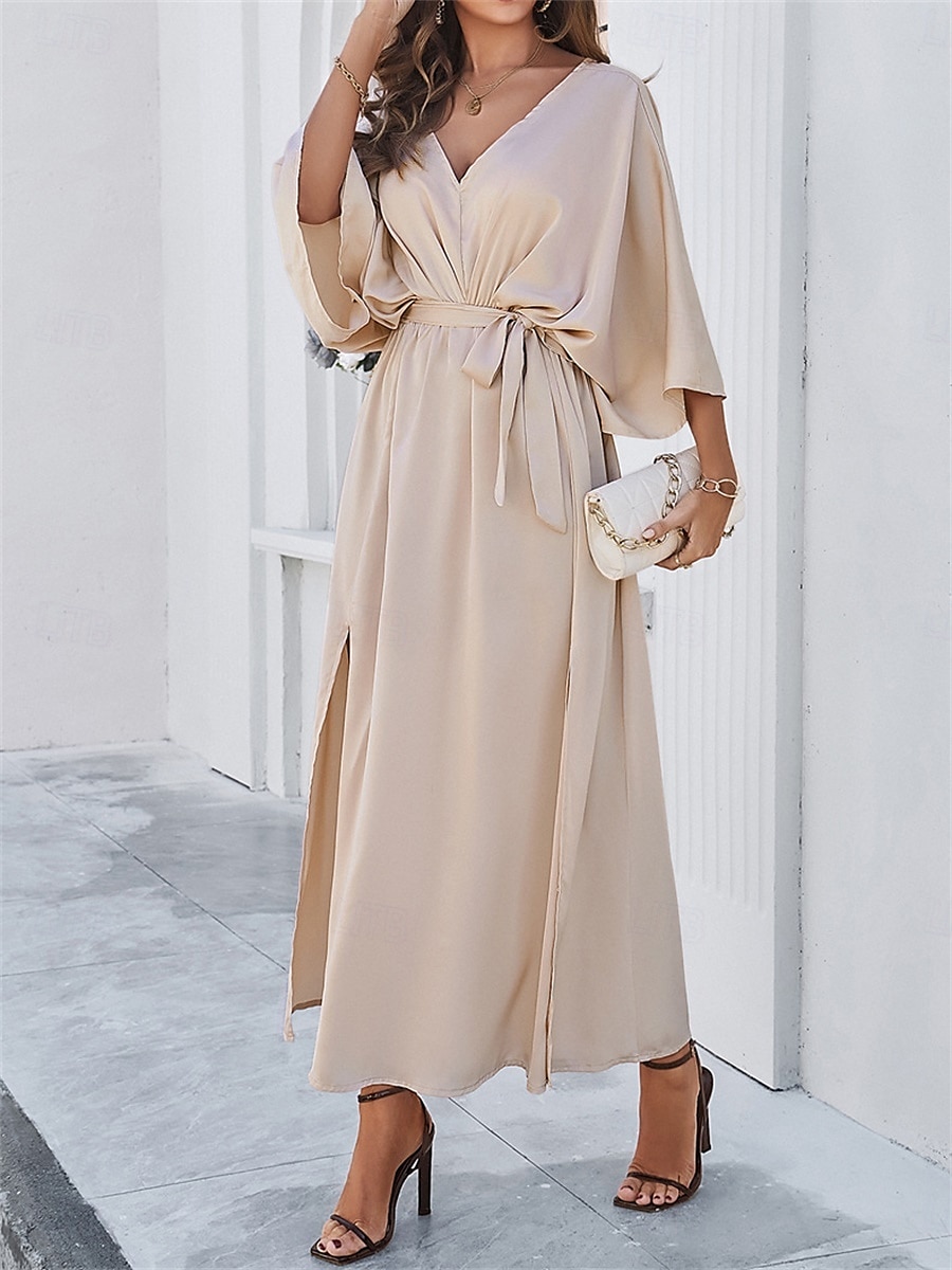 Rochie de absolvire pentru femei rochie maxi rochie de lucru rochie de petrecere casual formal manșon batwing vacanță formală petrecere regular fit grafic manșon scurt gât în V negru șampanie vin 2025 - $41.99 –P2