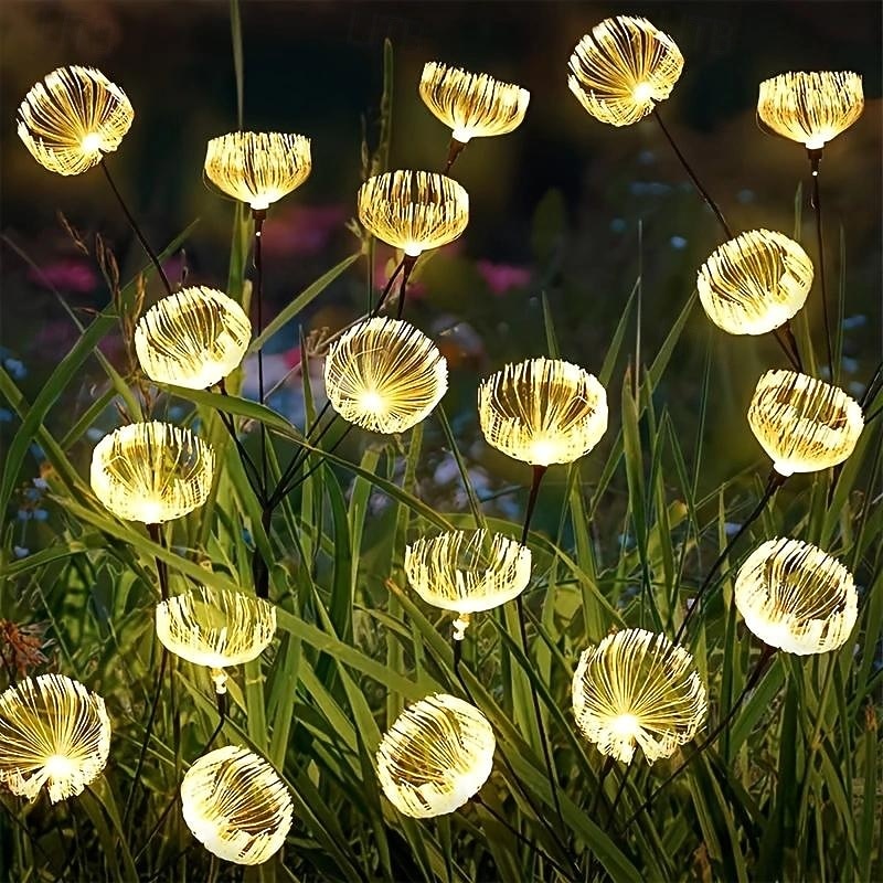 2 piezas de medusas de fibra solar para exteriores, luz enchufable para patio, jardín, césped, camino, boda, festival, ambiente decorativo 2026 - $32.99 –P5