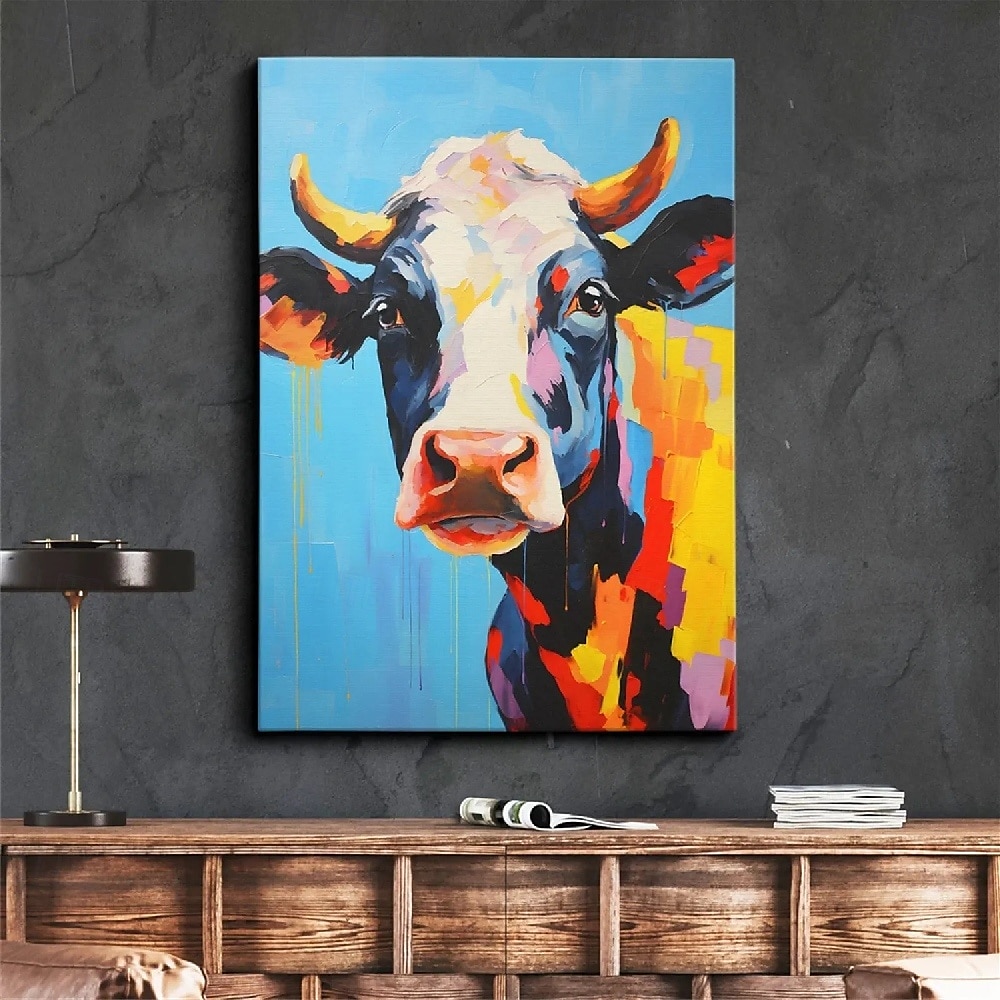 peinture à l'huile peinte à la main, œuvre d'art abstraite de vache, peinture à l'huile, peinture de vache sur toile, art abstrait extra large, peinture animale texturée surdimensionnée, art de 2025 ? $116.99 –P1
