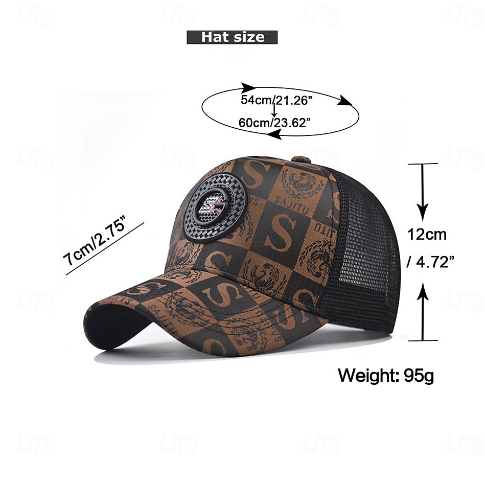 Men's Baseball Cap Sun Hat Trucker Hat Mesh Cap Black Golden Poly / Cotton Blend Adjustable Fashion Daily Wear Festival Letter Printed Letters Casual / Daily 2025 - $7.99 –P1