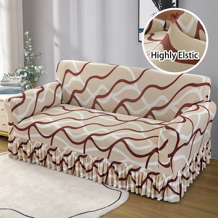 1 Pc Stretch Sofa Slipcover Sofa Cover with Skirt Printed Couch Cover Furniture Protector for Bedroom Living Room Home Decor 2026 - $43.99 –P1