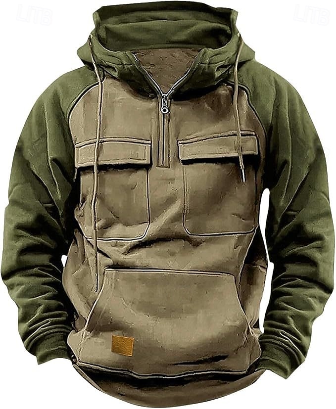Hombre Sudadera Sudadera con capucha y cremallera de un cuarto Sudadera táctica con capucha Negro Rosa Vino Verde Ejército Azul Piscina Con Capucha Bloque de color Plano Retazos Bolsillo Deporte 2025 - $29.99 –P2