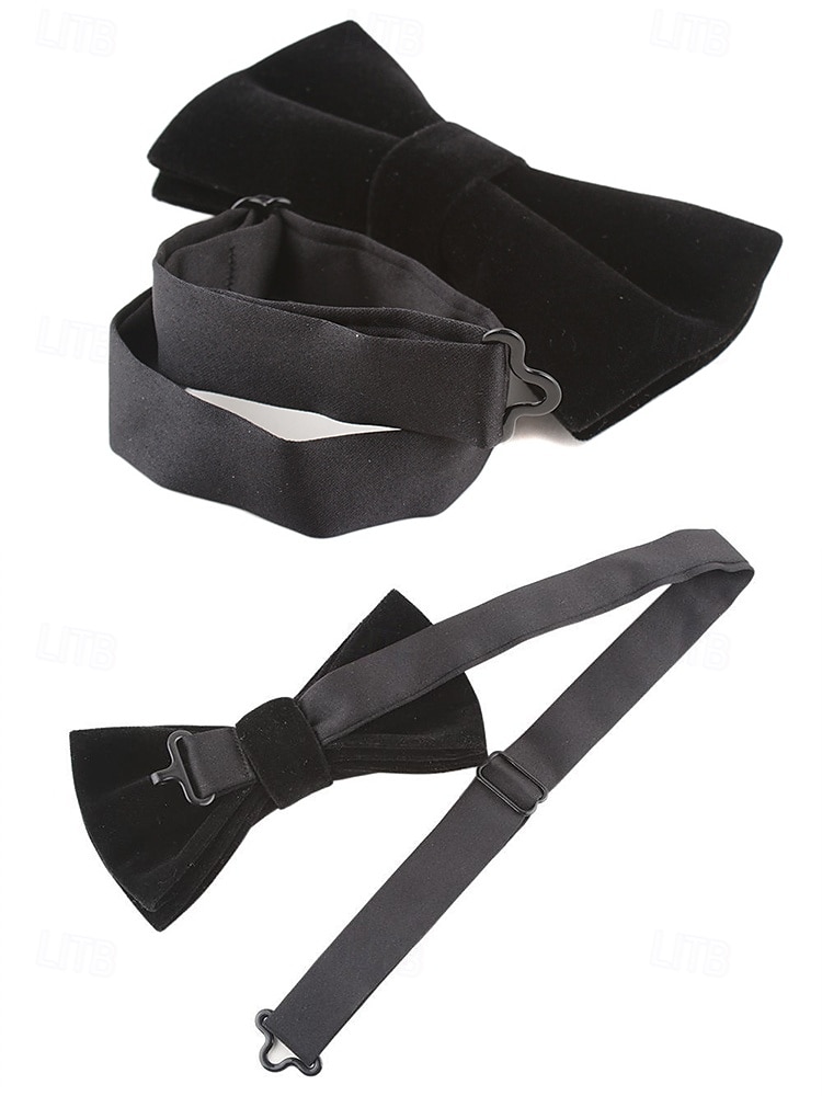 papillon da uomo in velluto con corona e dettaglio a catena – accessorio elegante per occasioni formali, matrimoni e smoking del 2025 a $11.99 –P3