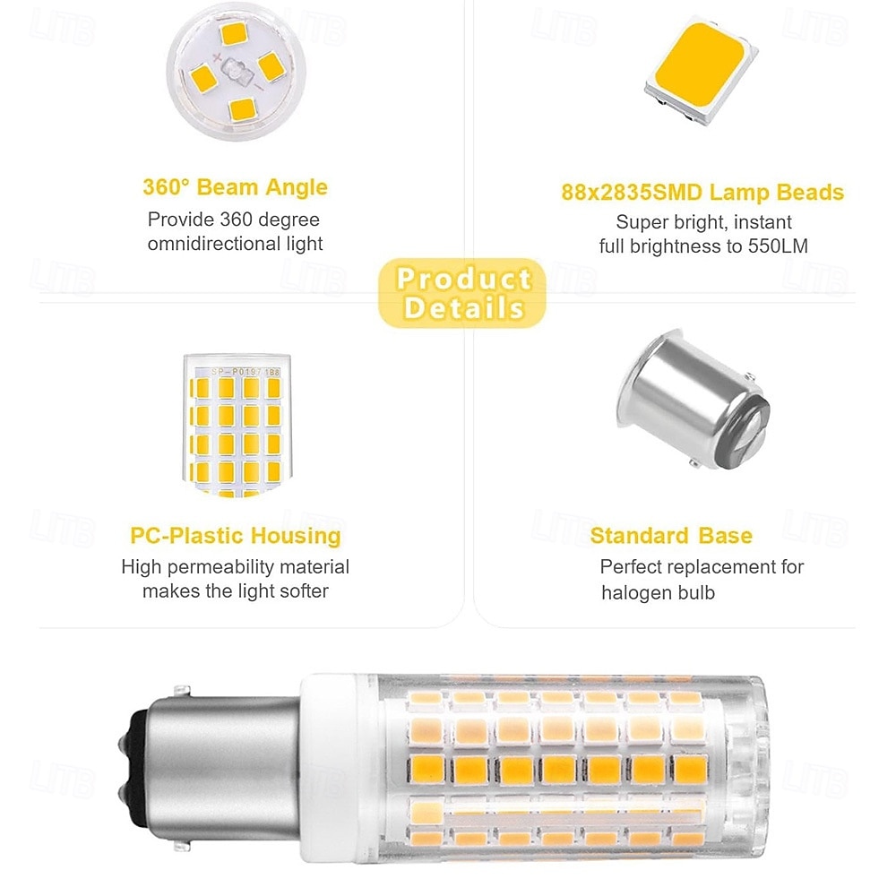 BA15D LED Corn Bulbs 6W 220V Dimmable Double Bayonet Base for Pendants, Ceiling Fans, Sewing Machine 2/6pcs 2025 - $14.49 –P2