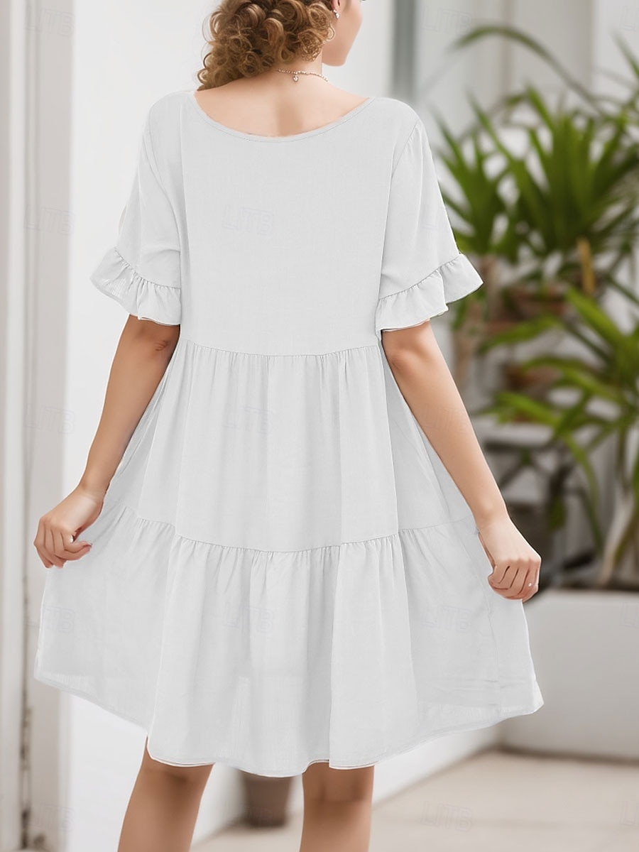 Women's Mini Dress T Shirt Dress Tee Dress Shift Dress Ruffle Dress Casual Vacation Street Casual Regular Fit Graphic Short Sleeve V Neck Black White Light Green Wine Summer 2025 - $24.99 –P2