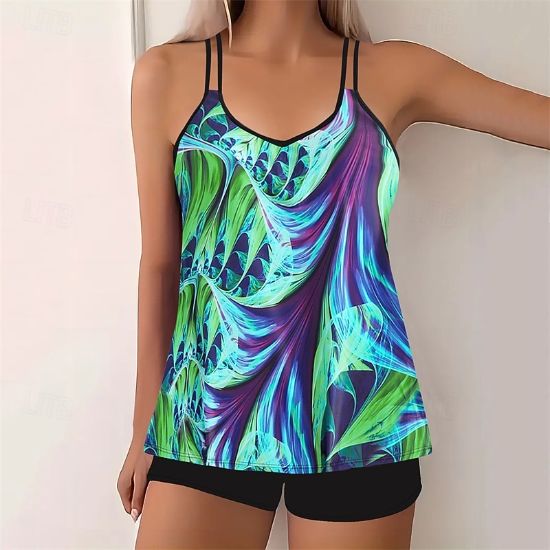 Femme Tankini Maillot De Bain Deux Pièces Bretelles Croisées Maillots de Bain Maillots de Bain Bleu Ciel Violet Respirable Séchage rapide Poids Léger Sans Manches - Natation Surf Plage Eté Printemps de 2025 ? $26.99 –P13