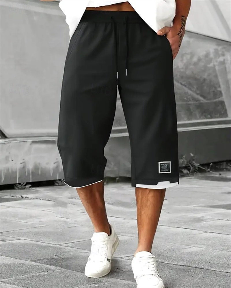 Voor heren Zomer korte broeken Caprishorts Casual korte broek Zak Trekkoord Elastische taille Effen Comfort Ademend Kuitlengte Buiten Vakantie Sport Casual Zwart Leger Groen 2026 - $18.99 –P3
