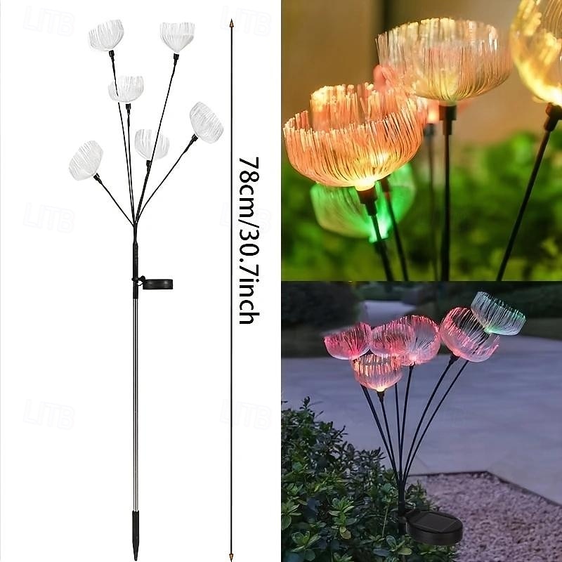 2 piezas de medusas de fibra solar para exteriores, luz enchufable para patio, jardín, césped, camino, boda, festival, ambiente decorativo 2026 - $32.99 –P2