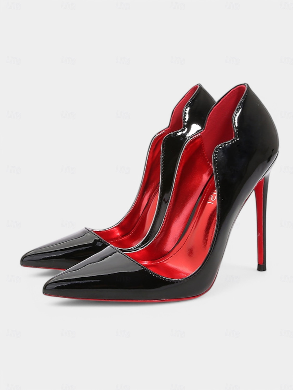 talons hauts en cuir verni noir avec semelles rouges – bout pointu, talons aiguilles pour femmes – parfaits pour les tenues de soirée et les occasions spéciales de 2025 ? $54.99 –P4