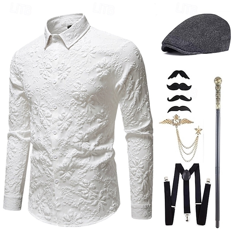 1920er Vintage inspiriert Der große Gatsby Partykostüm Zubehörset Umlegekragen Kostüm Herren Halloween Party & Abend Alltagstauglich Erwachsene Bluse Hut Ganzjahres 2025 - $46.99 –P3