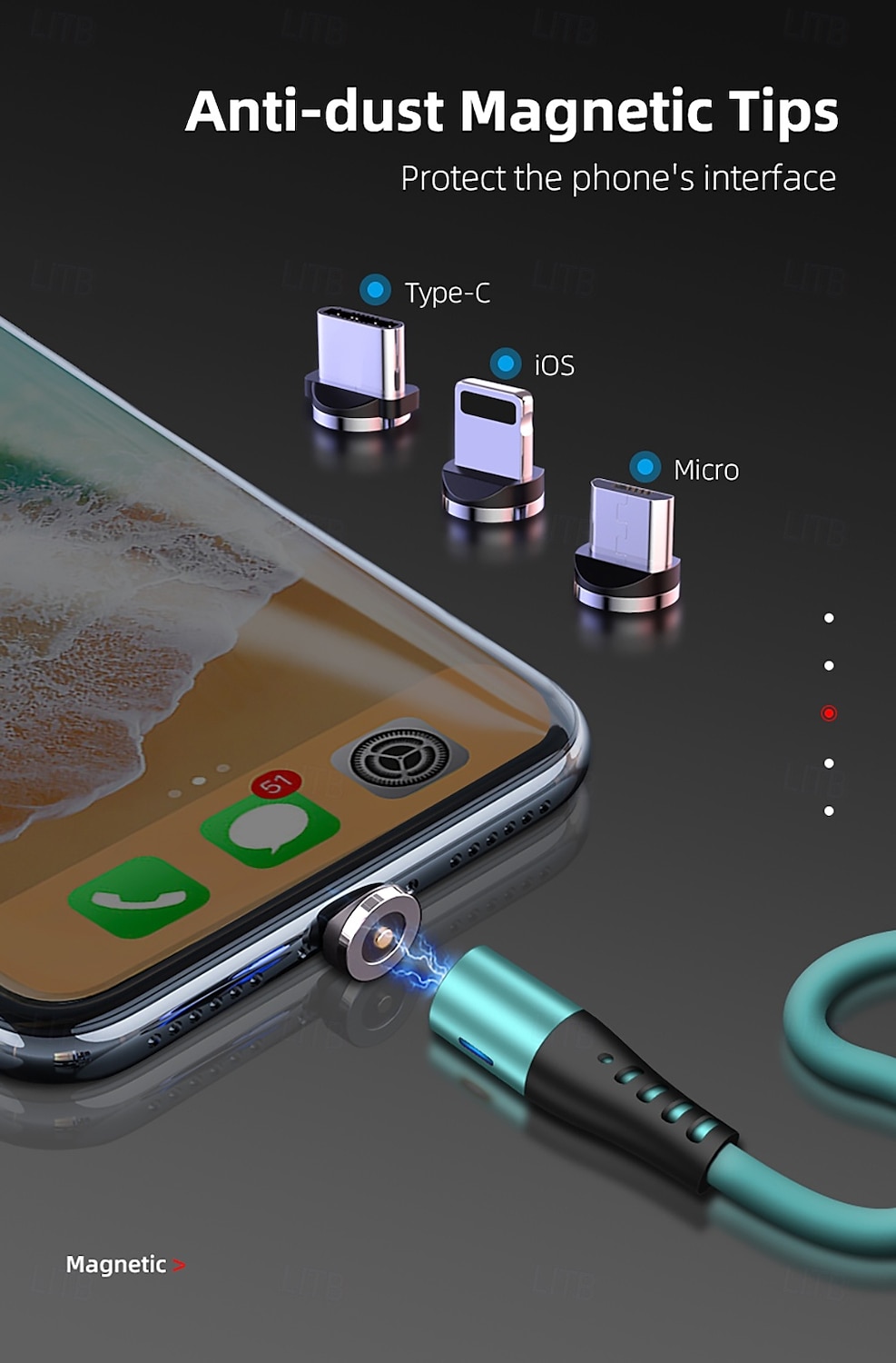 USB C kabel Bleskový kabel Micro USB kabel USB A na Lightning / micro / USB C 2.4 A Nabíjecí kabel Magnetické Tekutý silikagel Pro iPad Samsung Xiaomi Doplňky k mobilu 2025 - $13.99 –P13