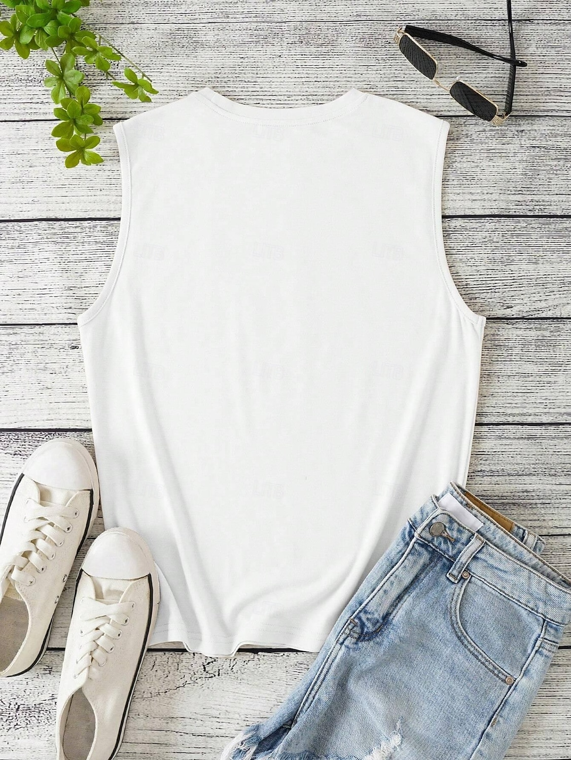 Top de femei cu bretele fără mâneci casual guler rotund stilat print grafic alb vară 2025 - $17.99 –P2