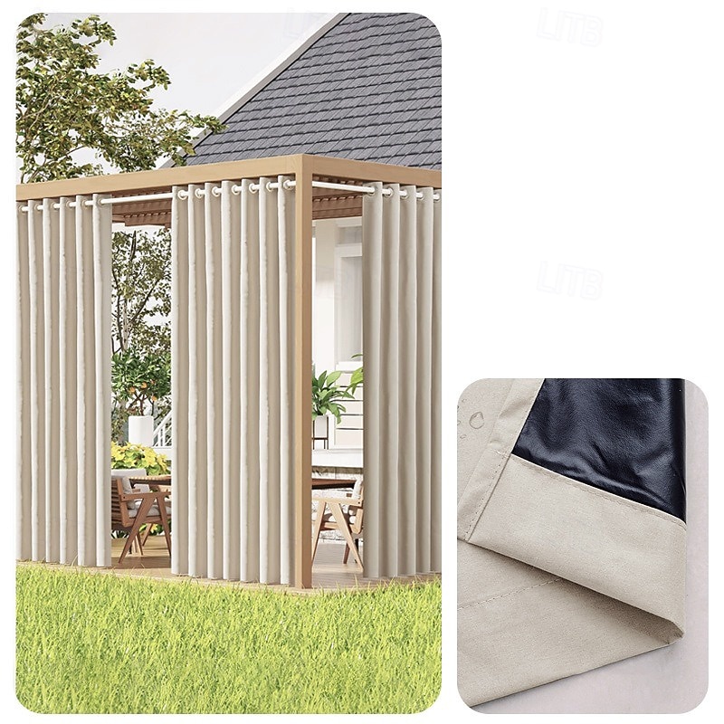 Водонепроницаемые уличные шторы для обеспечения приватности раздвижные черные шторы для веранды деревенские шторы для перголы с люверсами для беседки балкона крыльца вечеринки отеля 1 панель 2025 - $39.99 –P4