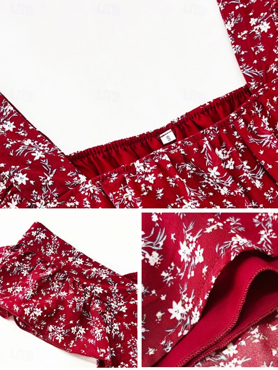 Femme Chemise Chemisier Floral mode Décontractées Manche Courte Col Carré Hauts réguliers du quotidien A Volants Imprimer Noir Jaune Rouge Beige Eté de 2025 ? $32.99 –P15
