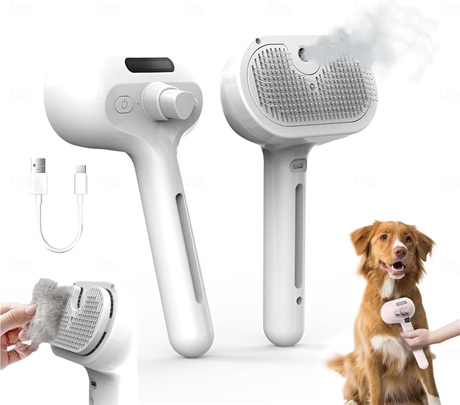 spazzola per cani, spazzola ad acqua 3 in 1 per cani con serbatoio dell'acqua e pulsante di rilascio, spazzola a vapore per cani per eliminare i peli arruffati, spazzola ad acqua nebulizzata per cani del 2025 a $17.99 –P1