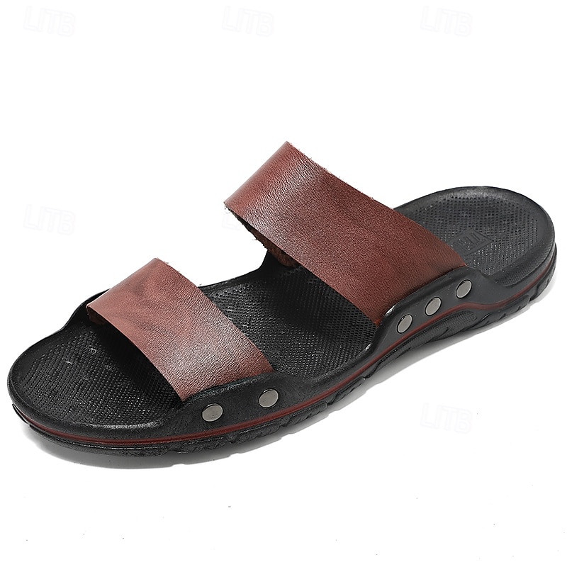 "Men's Black and Yellow Slide Sandals with Wide Straps, Casual Style for Outdoor and Beach Wear 2025 - $19.99 –P2