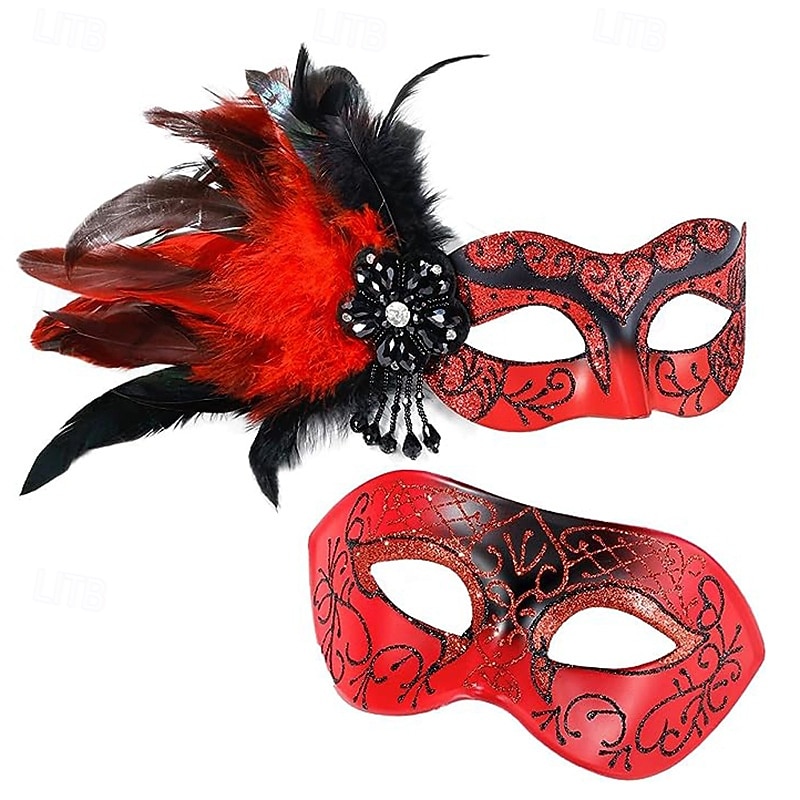 Karnevalsmaske Venezianische Maske Columbina Erwachsene Herren Damen Halbes Gesicht Party Maskerade Karneval von Venedig Karneval Einfaches Karnevalskostüm 2025 - $32.99 –P2