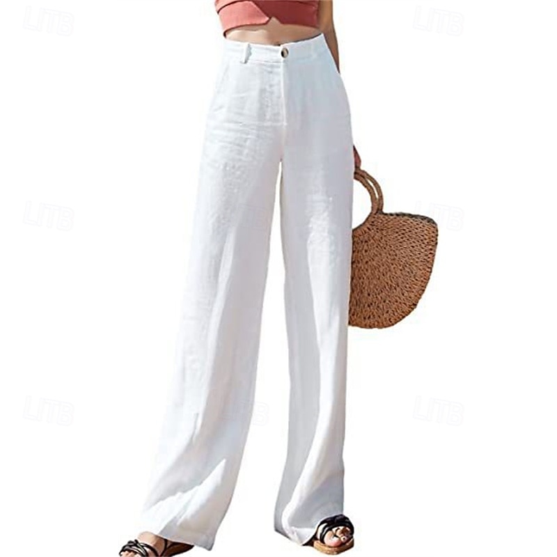 Per donna Pantaloni in cotone e lino Pantaloni Palazzo Moda Streetwear Comfort Lunghezza intera Vita Alta Semplice Tasca Comodo All'aperto Confortevole Streetwear Abbigliamento quotidiano Uscire Nero del 2025 a $21.99 –P3
