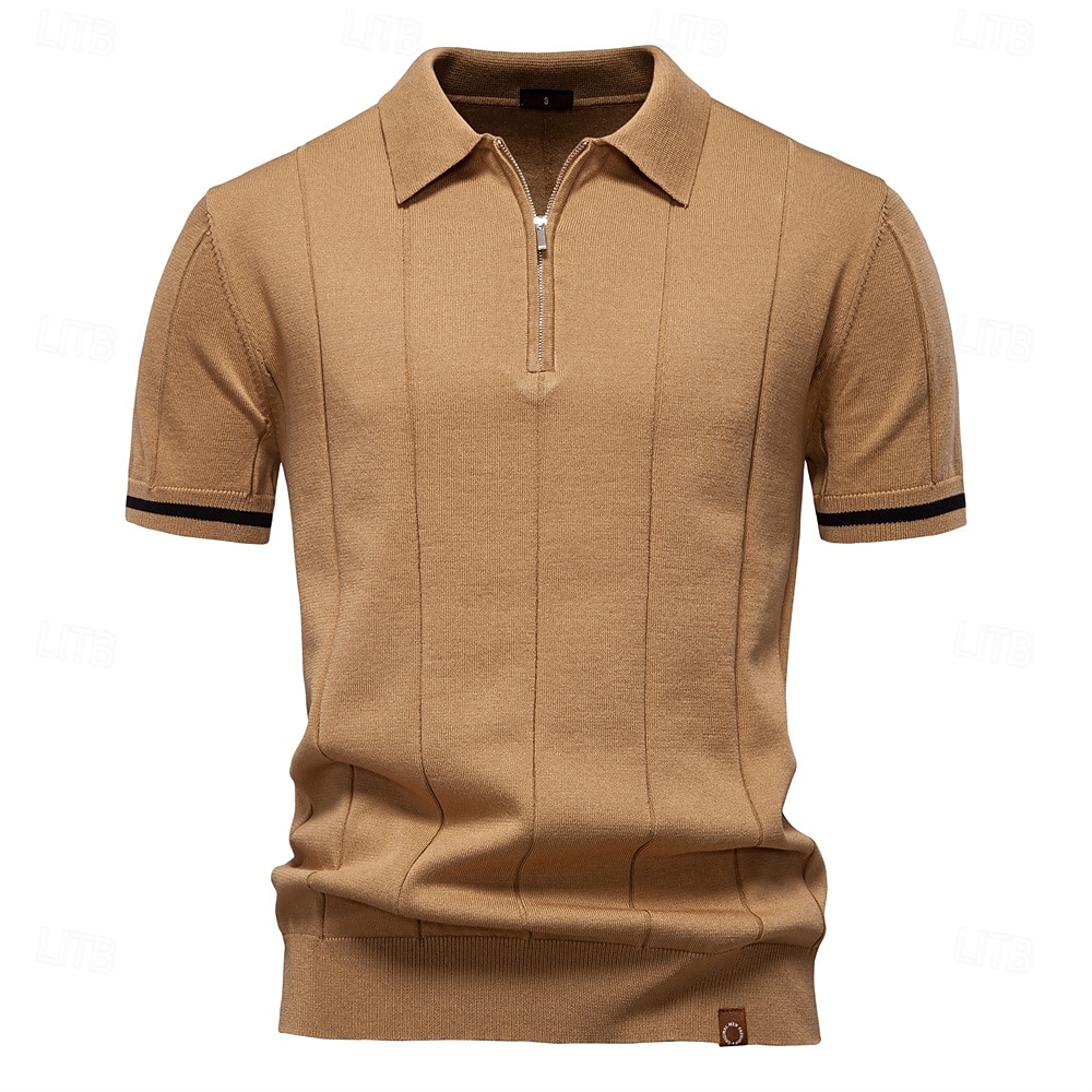 Miesten Polo Neulo poolo Muodollinen Työ Sänkyjen avaus Neljänneksen postinumero Lyhythihainen Yhtenäinen väri Sulkea jnk vetoketju Kevät Tumman harmaa Musta Valkoinen Laivaston sininen Khaki Harmaa 2025 - $27.99 –P32