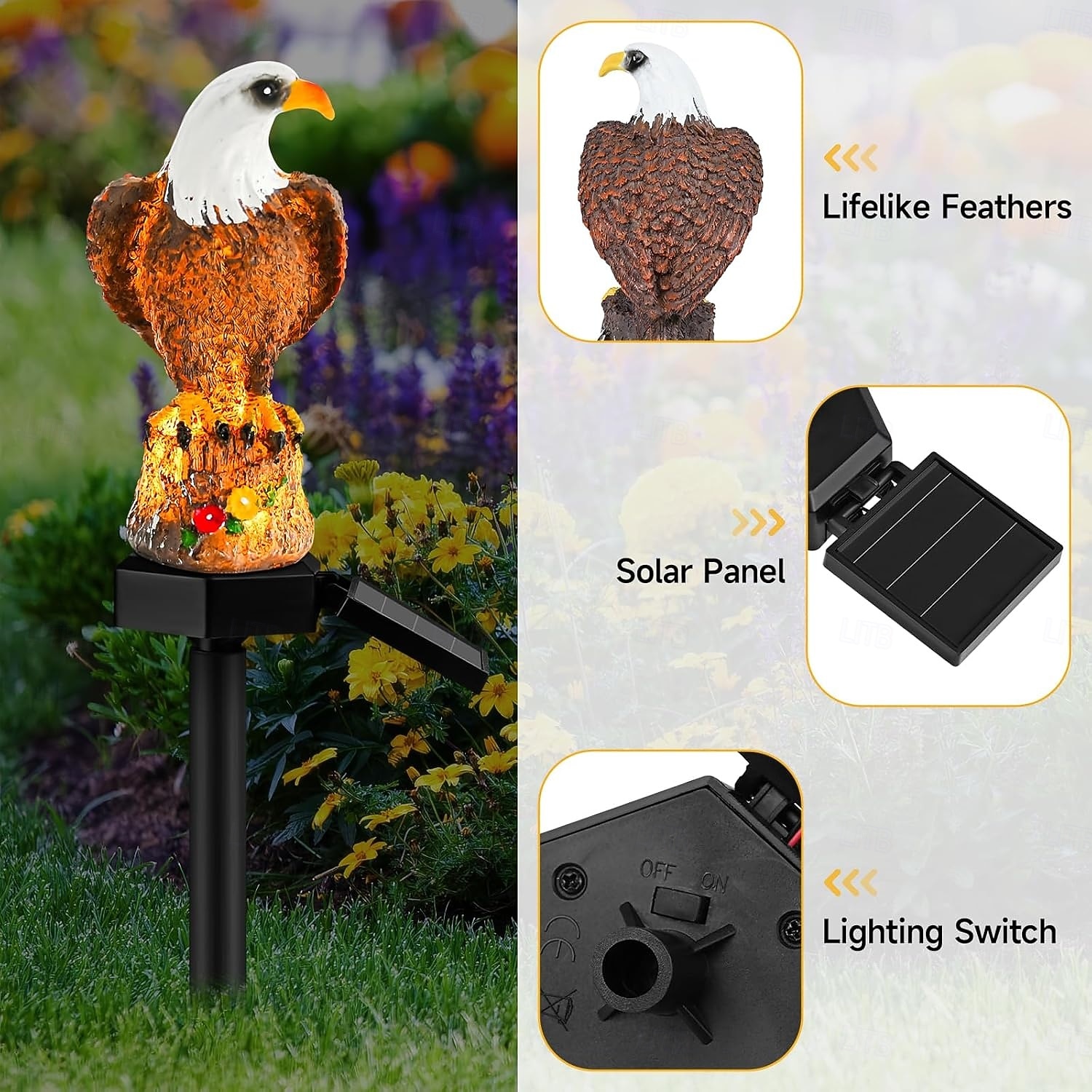 Garden Solar Stake Light, Solar Eagle Lights for Yard, Lawn and Patio Decoration, Bright Outdoor Eagle Statue for Stunning Ambience 2026 - $15.49 –P5