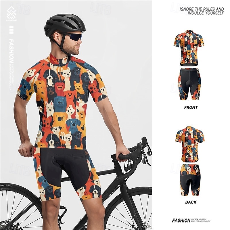 Herren Radtrikot mit Radhose fahrradbekleidung Kurzarm MTB Mountain Rennrad Schwarz Gelb Rote Hund Fahhrad Spandex Sport Hund Bekleidung 2025 - $47.99 –P5