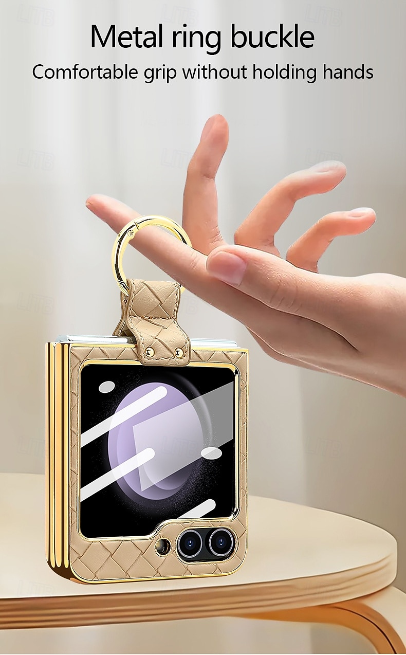 телефон Кейс для Назначение SSamsung Galaxy Z-флип 6 Z Flip 5 Z Flip 4 Z Flip 3 Кейс на заднюю панель Кольцо Пряжка Защита от удара Ретро Кожа PU 2025 - $24.99 –P5