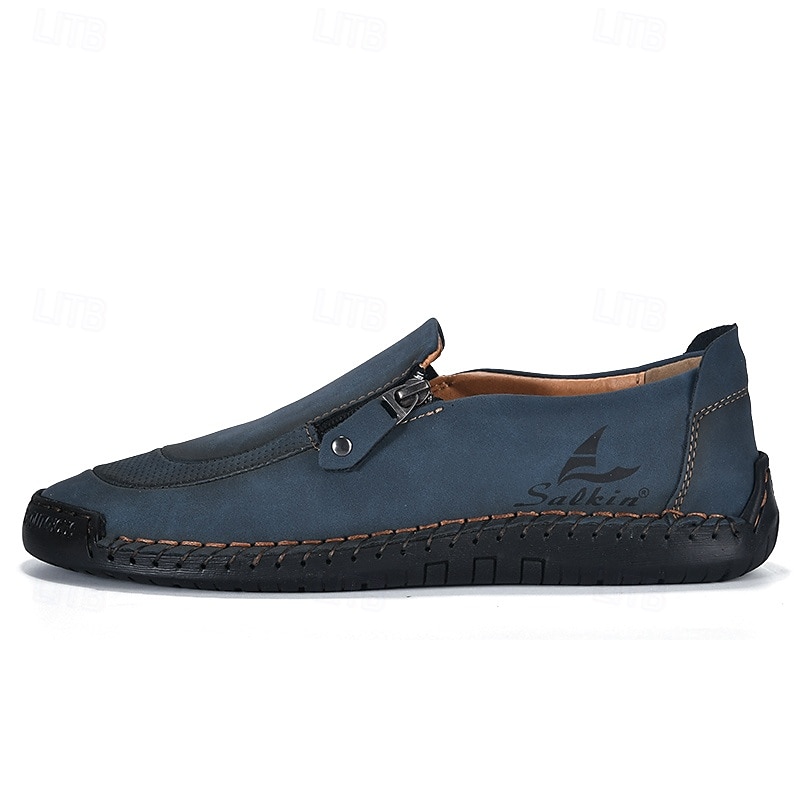 Men's White Slip-On Faux Leather Sneakers with Zipper and Durable Rubber Soles – Casual Everyday Shoes for Comfortable Wear 2025 - $42.99 –P4