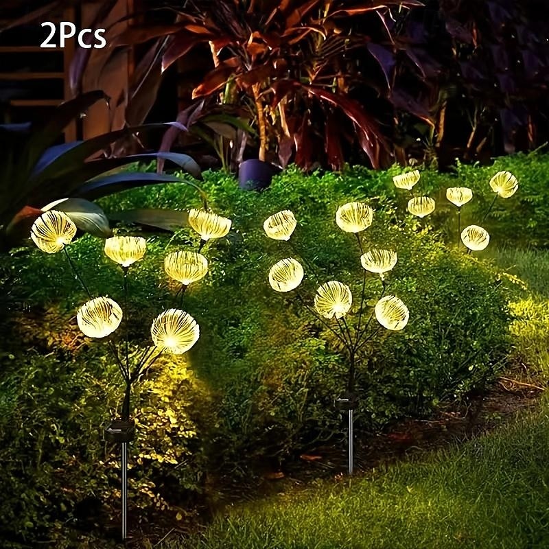 2 piezas de medusas de fibra solar para exteriores, luz enchufable para patio, jardín, césped, camino, boda, festival, ambiente decorativo 2026 - $32.99 –P10