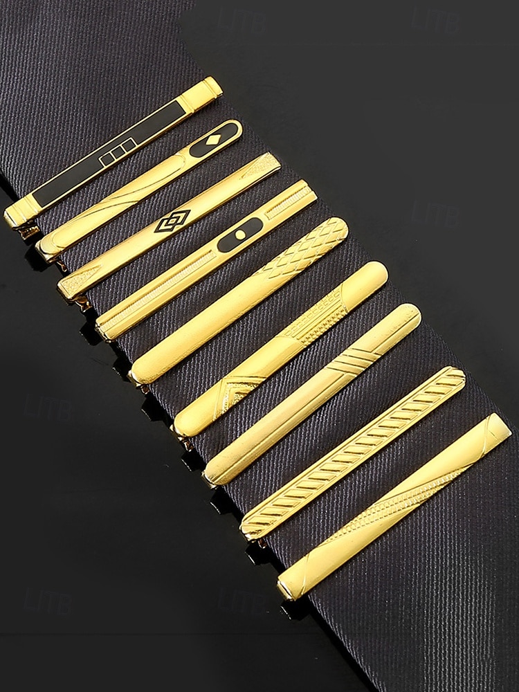 elegante gouden stropdasclip voor heren – strak design met zwarte inleg, perfect voor zakelijke, formele evenementen en bruiloften 2025 - $9.99 –P4