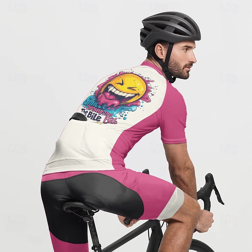 Voor heren Wielrenshirt met shorts Korte mouw Bergracen Wegwielrennen Fuchsia Rode roos Grafisch Fietsen Spandex Sport Grafisch Letter en nummer Kleding 2025 - $47.99 –P9