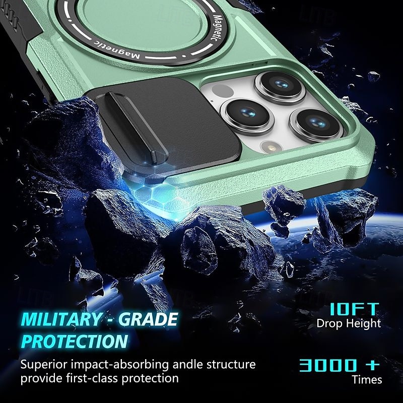 Phone Case For iPhone 16 15 14 Pro Max Plus 13 12 11 Pro Max Back Cover with Stand Holder Magnetic Support Wireless Charging Retro PC 2026 - $18.99 –P10