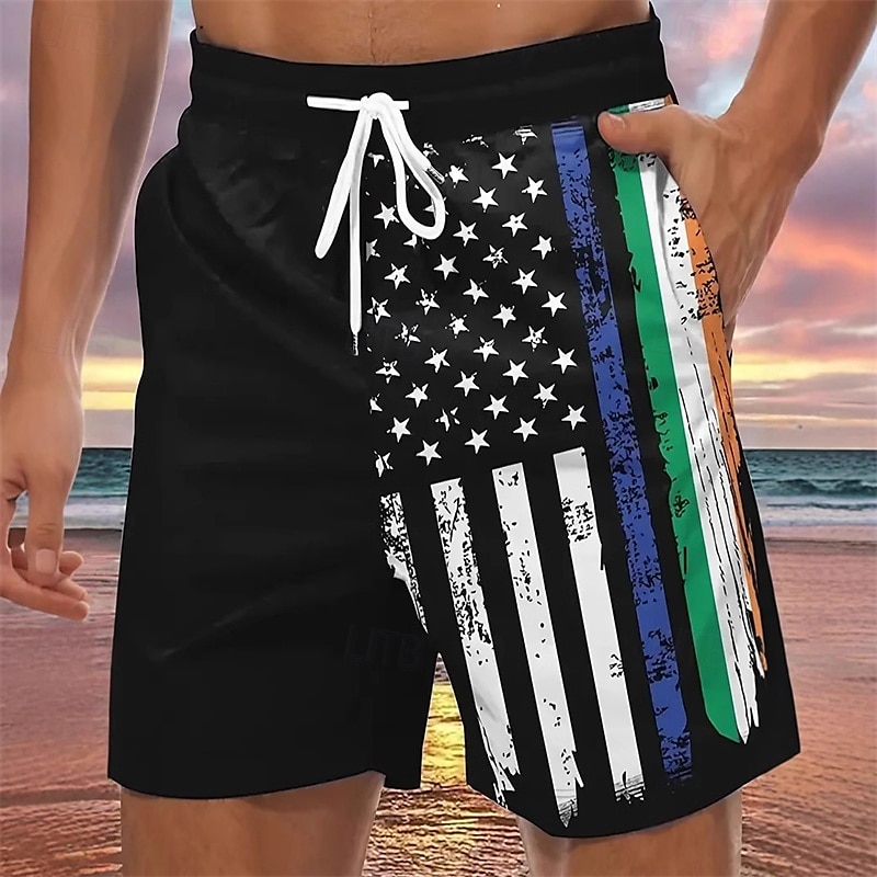 Herre Badeshorts Surfeshorts 4-veis strekkstoff Surfeshorts Bunner Snorer Med lommer Svømming Surfing Strand Vannsport Trykket Nasjonalflagg Sommer Vår 2025 - $12.99 –P2