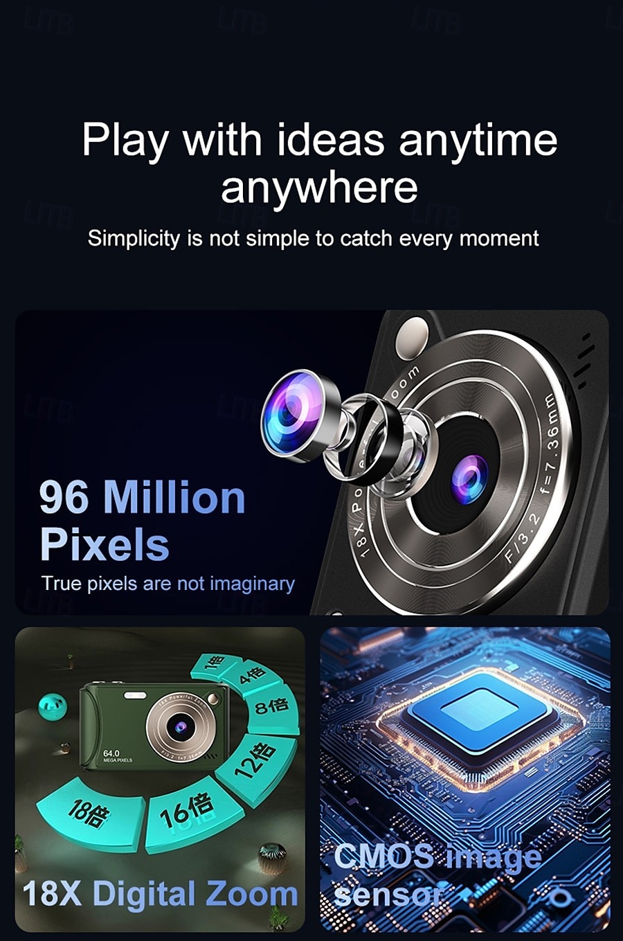 Auto Focus 64MP 4K Face Detection 2.4-inch 18X Zoom 650mah Rechargeable Battery Pocket Cinema Digital Compact Video Cameras 2025 - $76.99 –P2