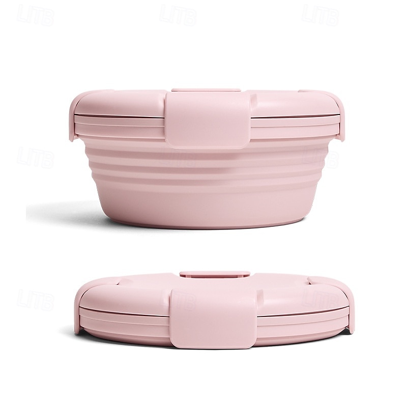 hopfällbar matbehållare i silikon  & reseskålsset - läckagesäker, bpa-fri  & platsbesparande för camping  & resa 2025 - $23.99 –P1