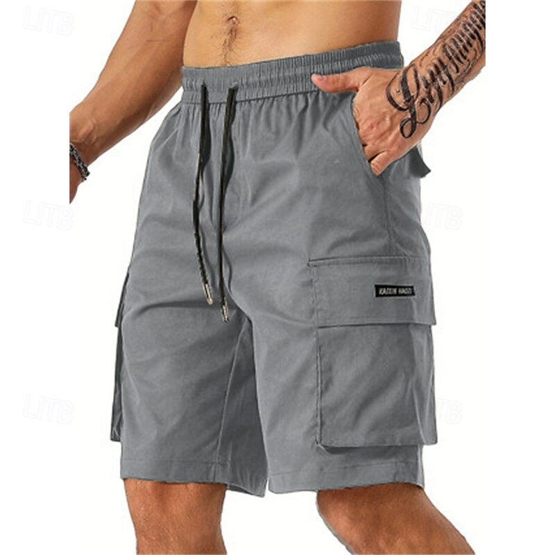 Homens Bermuda Cargo Calção Shorts de verão Com Cordão Cintura elástica Bolso multi Tecido Conforto Vestível Comprimento do joelho Ao ar livre Esporte Diário Moda Casual Preto Verde Claro de 2025 por $18.99 –P13