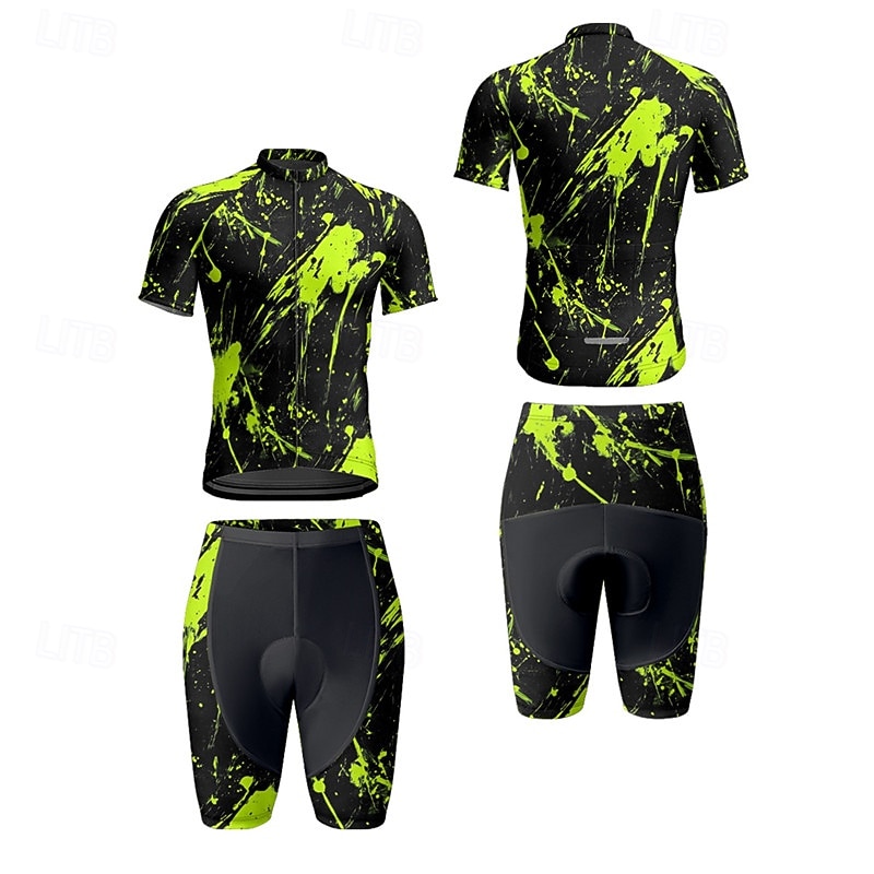 Męskie Koszulka z szortami na rower Krótki rękaw Kolarstwo górskie Kolarstwie szosowym Lato Wiosna Jesień Czarny Biały Pomarańczowy Graffiti Rower Suwak przedni Odvádí pot Wygodny Oddychający Spandeks 2026 - $47.99 –P13