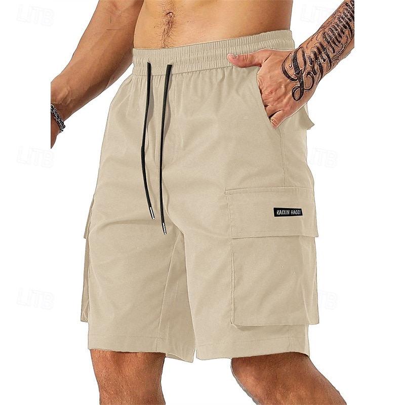 Homens Bermuda Cargo Calção Shorts de verão Com Cordão Cintura elástica Bolso multi Tecido Conforto Vestível Comprimento do joelho Ao ar livre Esporte Diário Moda Casual Preto Verde Claro de 2025 por $18.99 –P9
