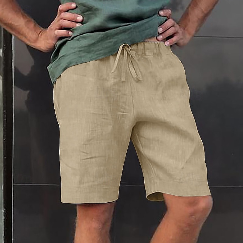 Herren Shorts Kurze Hosen Shorts aus Baumwollleinen Sommer-Shorts Strandshorts Kurze Hosen Tasche Kordelzug Elastische Taille Glatt Komfort Atmungsaktiv Kurz Urlaub Festtage Strand Hawaiianisch Boho 2025 - $16.49 –P15