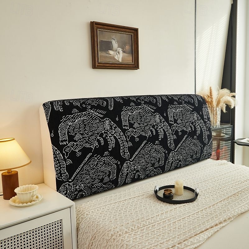 1pc Chenille Bed Headboard Cover Solid Color Elastic Bed Head Slipcover Leaves Printed All-inclusive Bed Backrest Cover Bedroom Available on Both Sides Headboard Cover 2025 - $25.99 –P7