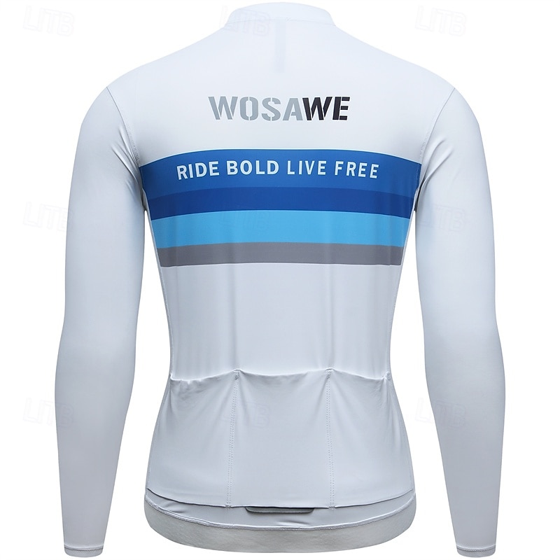 Homme Maillot de cyclisme Bloc de Couleur manche longue Cyclisme Maillot avec 3 poches arrière VTT Vélo tout terrain Séchage Rapide Respirant Des sports Blanche Bleu Vêtement Tenue de 2025 ? $61.99 –P5