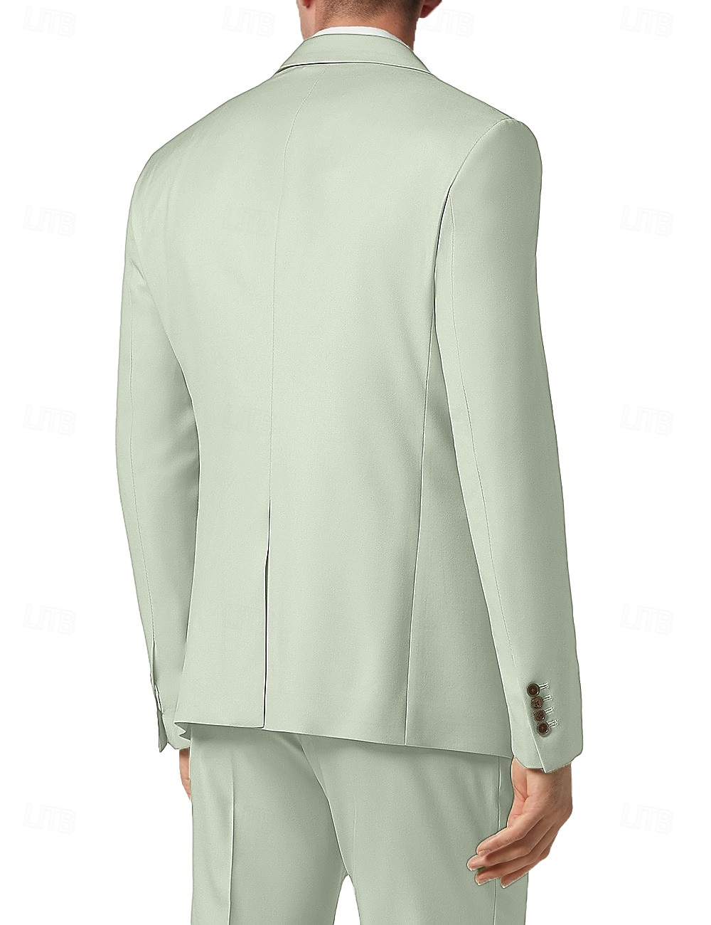 Ternos de Casamento Masculinos para Festa Prom Verde Claro Verão com Cor Sólida Ajuste Padrão 3 Peças com Botões Duplos de 2025 por $135.99 –P3