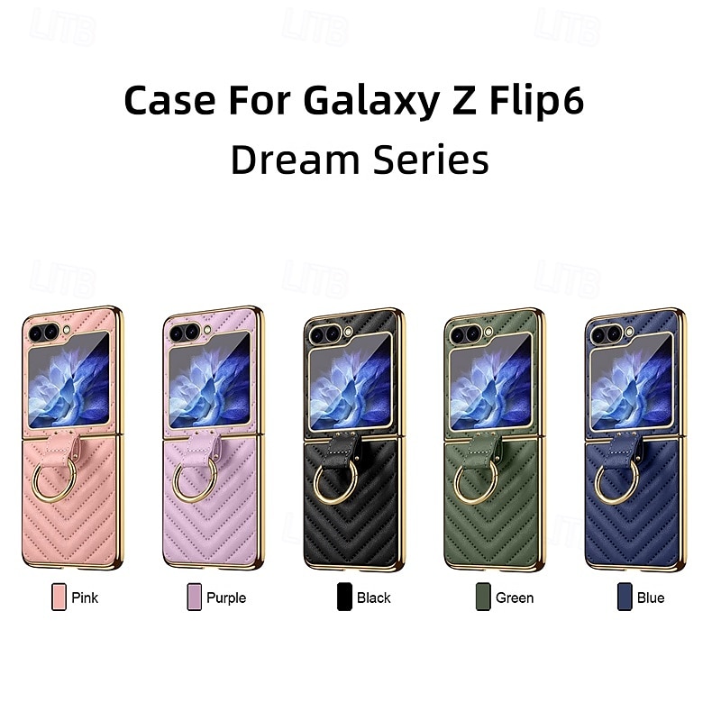 2025年 電話 ケース 用途 サムスンのギャラクシー Zフリップ6 Z Flip 5 Z Flip 4 Z Flip 3 バックカバー バンカーリング 耐衝撃 レトロ風 PUレザー コレクション – $28.99 –P1