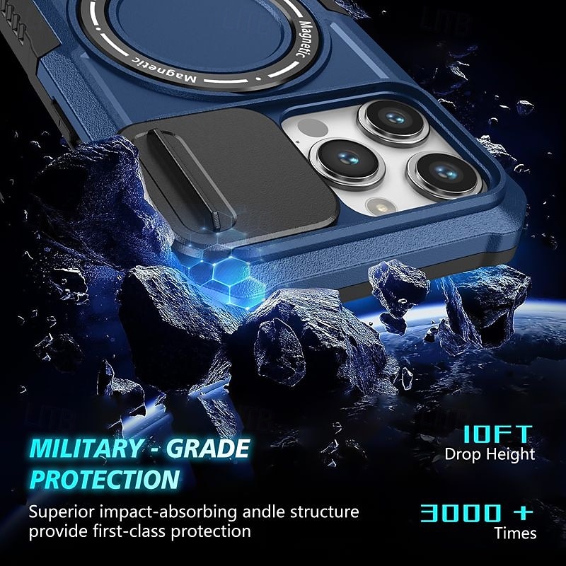 Phone Case For iPhone 16 15 14 Pro Max Plus 13 12 11 Pro Max Back Cover with Stand Holder Magnetic Support Wireless Charging Retro PC 2026 - $18.99 –P1