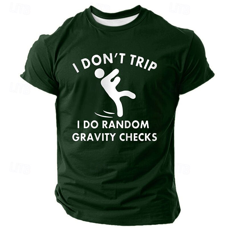 Camiseta gráfica de hombre No tropiezo hago chequeos aleatorios de gravedad camiseta divertida de manga corta 2026 - $19.49 –P2