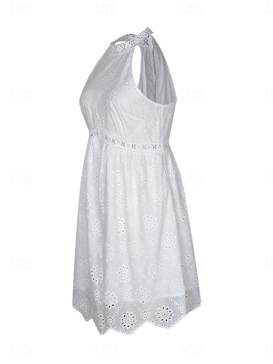 Damen Minikleid Weißes Kleid Freizeitkleid Boho-Kleid Basic Lässig Urlaub Täglich Normale Passform Einfach Ärmellos Neckholder Weiß Sommer 2025 - $33.99 –P9