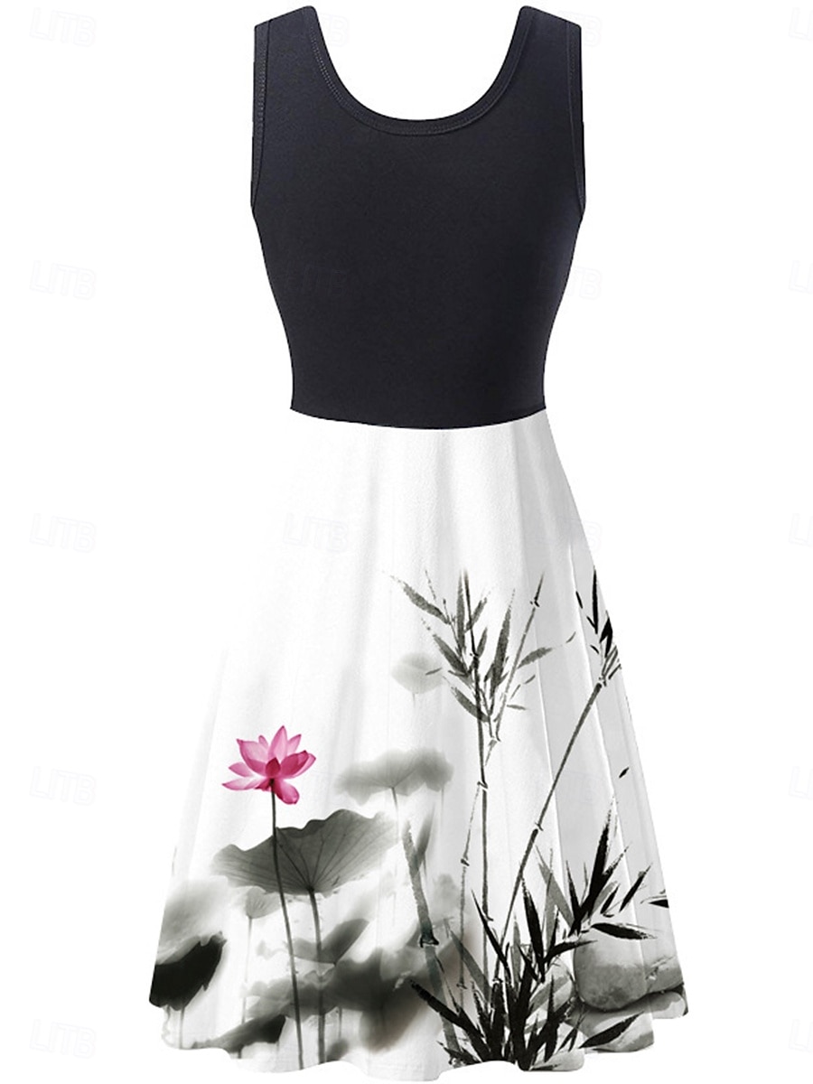 Women's Mini Dress Sundress A Line Dress Slip Dress Off The Shoulder Dress Vacation Casual Vacation Daily Regular Fit Floral Sleeveless Crew Neck Black And White Black White Pink Summer 2025 - $21.99 –P6