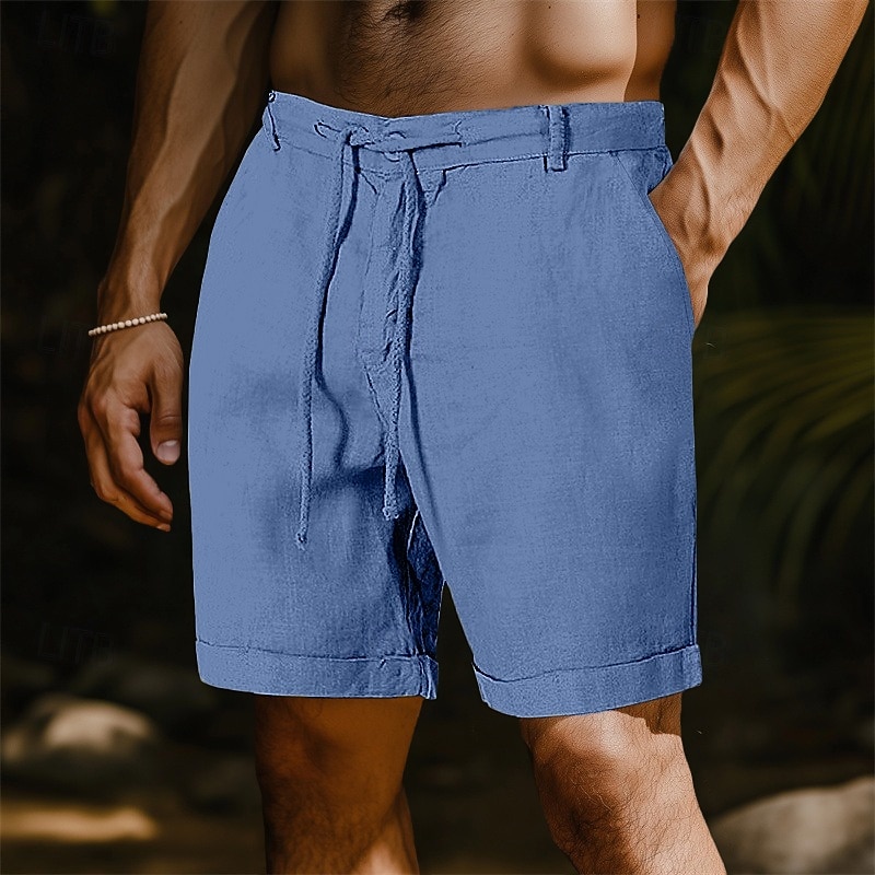 Miesten Shortsit Liinavaatteet Kesähousut Rantahousut Kurenauha Tasku Suora jalka Tavallinen Pehmeä Hengittävä Lyhyt Kausaliteetti Päivittäin ulko- Muoti Retro / vintage Taivaan sininen Joustamaton 2026 - $18.99 –P8