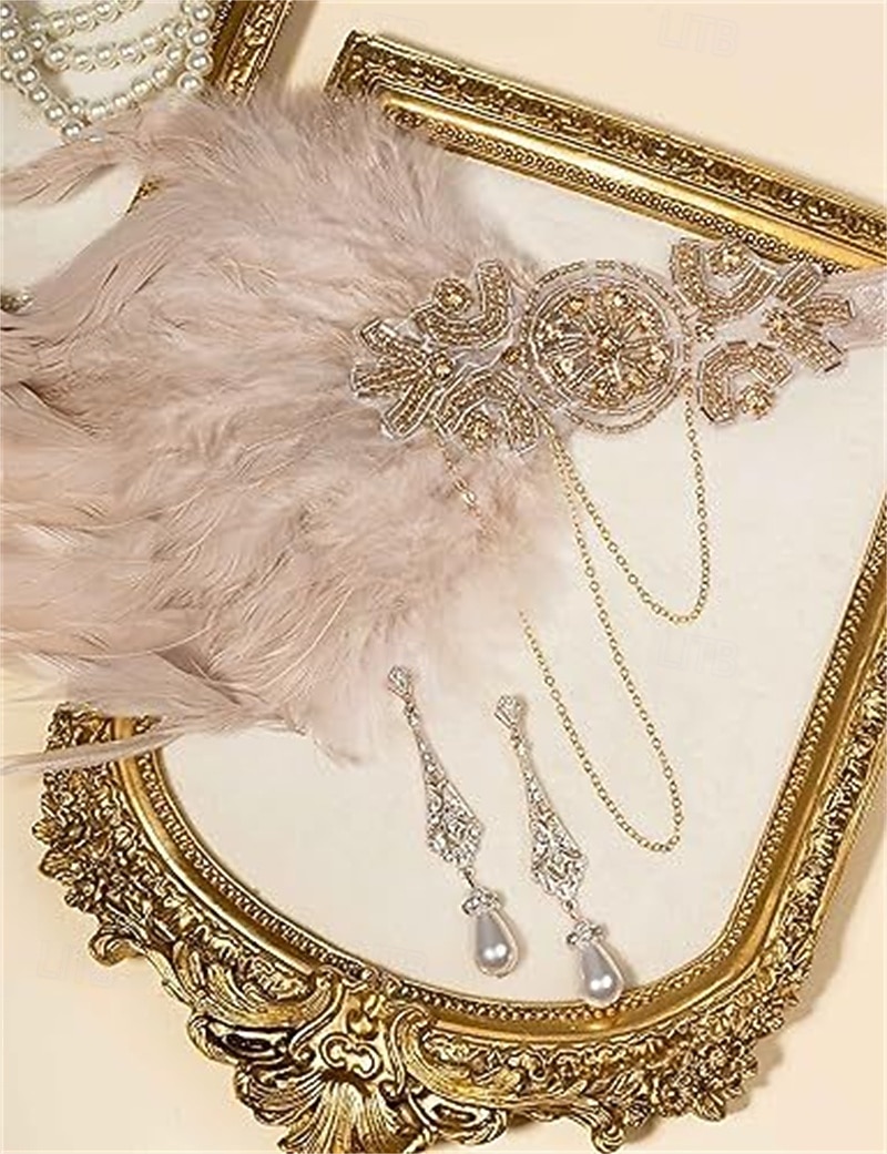 Δροσμός 20ετών 1920 Κορδέλα μαλλιών του 1920 Σετ αξεσουάρ Το Great Gatsby Τσάρλεστον Φτερό Φανταχτερή Φόρεμα Γυναικεία Νέος Χρόνος Μασκάρεμα Πάρτι Bachelorette Πάρτι Ενηλίκων Γάντια Σκουλαρίκια Κολιέ 2026 - $26.99 –P6