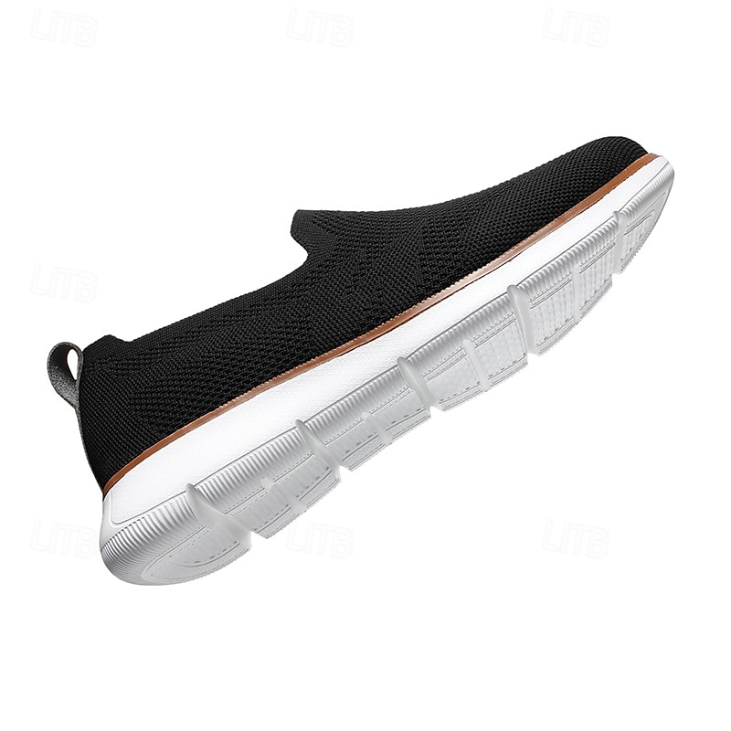 slip-on strikkede joggesko for menn, pustende mesh-overdel med komfortabel passform, uformelle lette sko for hverdags- og utendørsaktiviteter 2025 - $42.99 –P7