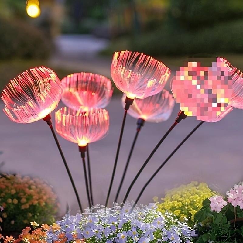 2 piezas de medusas de fibra solar para exteriores, luz enchufable para patio, jardín, césped, camino, boda, festival, ambiente decorativo 2026 - $32.99 –P6